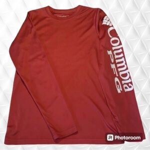 Columbia Girls Omni Shade Shirt Size 10/12 M  Mango Long Sleeve Sun Protection